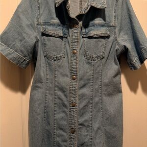 Madewell Blue Denim Button-Up Dress